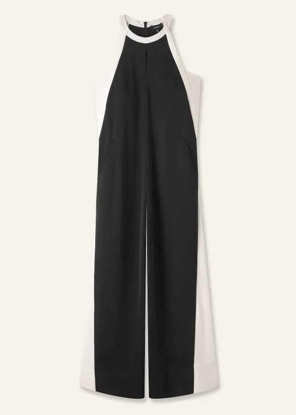 Sale ME+EM Monochrome Halterneck Jumpsuit + Belt Black/Cream