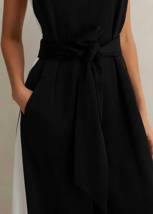 Sale ME+EM Monochrome Halterneck Jumpsuit + Belt Black/Cream