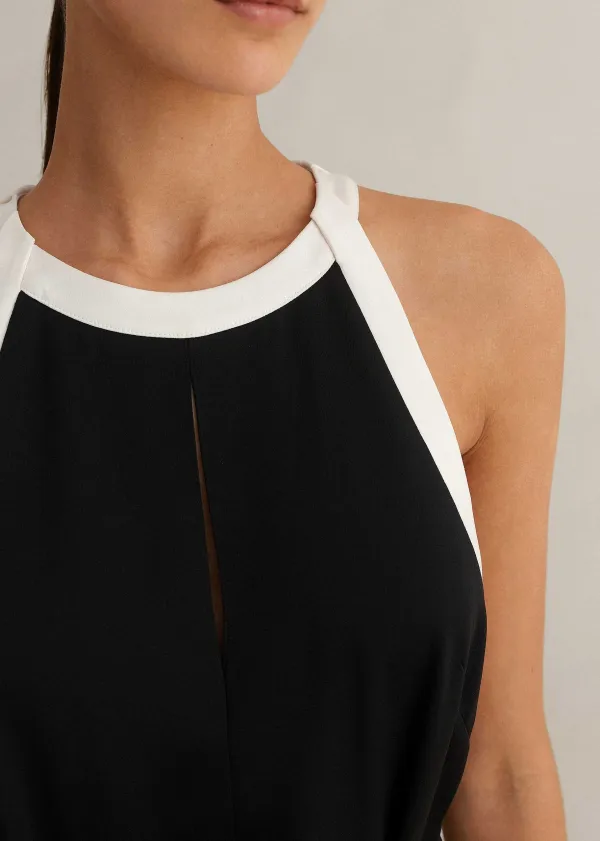Sale ME+EM Monochrome Halterneck Jumpsuit + Belt Black/Cream