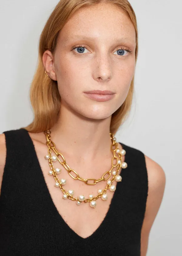 Outlet ME+EM Multi Chain + Pearl Necklace Gold/Pearl