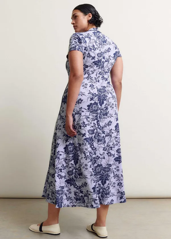Sale ME+EM Mystic Floral Print Cap Sleeve Maxi Dress Purple/Navy