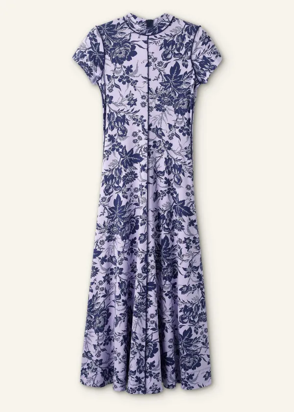 Sale ME+EM Mystic Floral Print Cap Sleeve Maxi Dress Purple/Navy