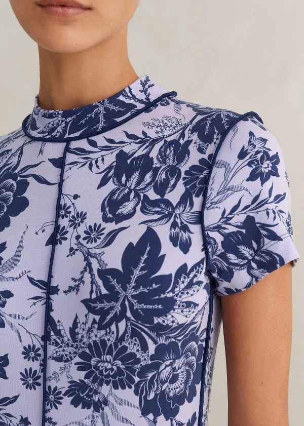 Sale ME+EM Mystic Floral Print Cap Sleeve Maxi Dress Purple/Navy
