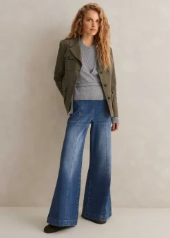 Sale ME+EM Palazzo Travel Jean Mid Blue Wash