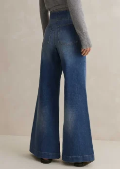 Sale ME+EM Palazzo Travel Jean Mid Blue Wash