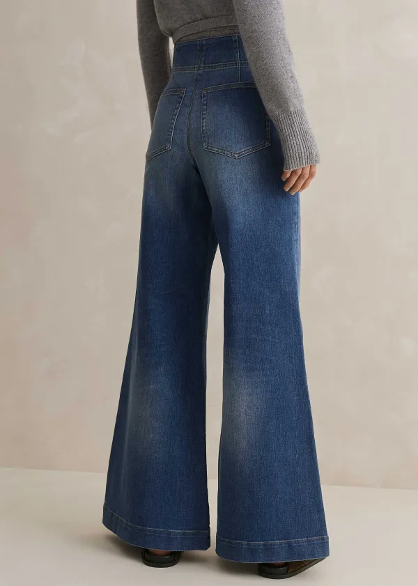 Sale ME+EM Palazzo Travel Jean Mid Blue Wash