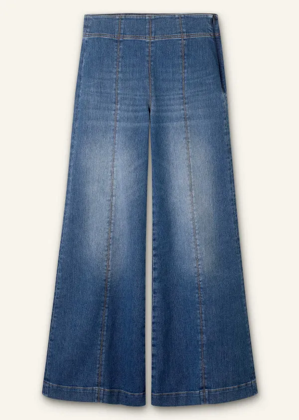 Sale ME+EM Palazzo Travel Jean Mid Blue Wash