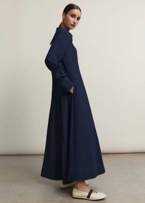 Sale ME+EM Panelling Detail Maxi Shirt Dress Navy