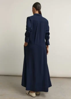 Sale ME+EM Panelling Detail Maxi Shirt Dress Navy