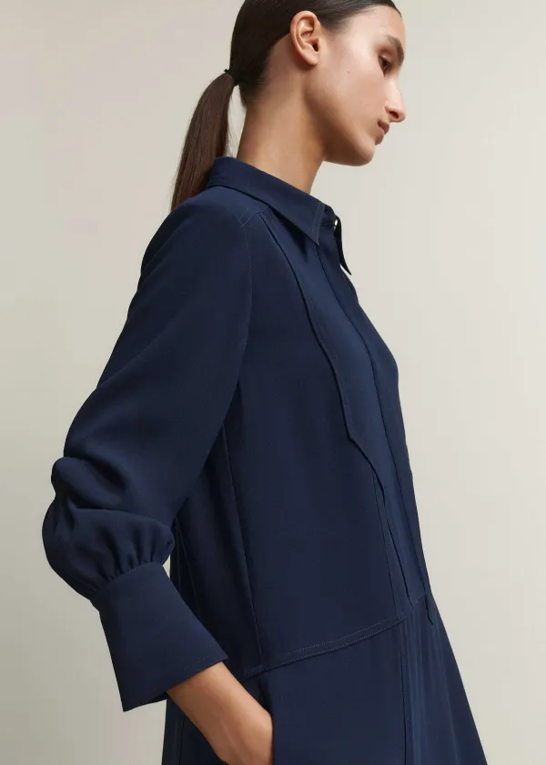 Sale ME+EM Panelling Detail Maxi Shirt Dress Navy