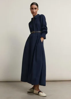Sale ME+EM Panelling Detail Maxi Shirt Dress Navy