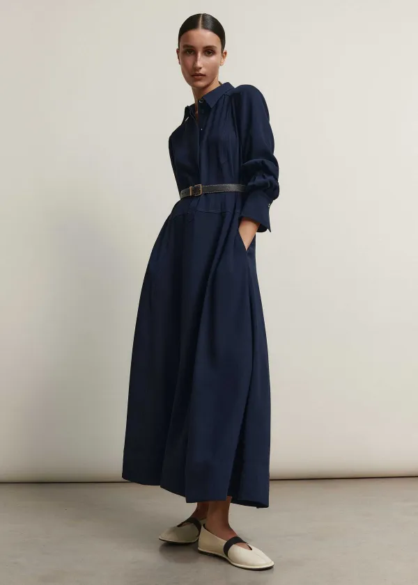 Sale ME+EM Panelling Detail Maxi Shirt Dress Navy