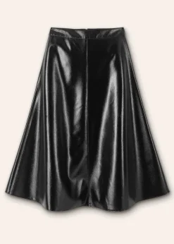 Discount ME+EM Patent Faux-Leather Midi Skirt Black