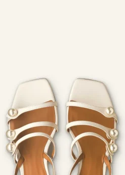 Sale ME+EM Pearl Detail Nappa Kitten Sandal Ivory