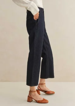 Sale ME+EM Pin Tuck Kick Flare Crop Jean Dark Rinse
