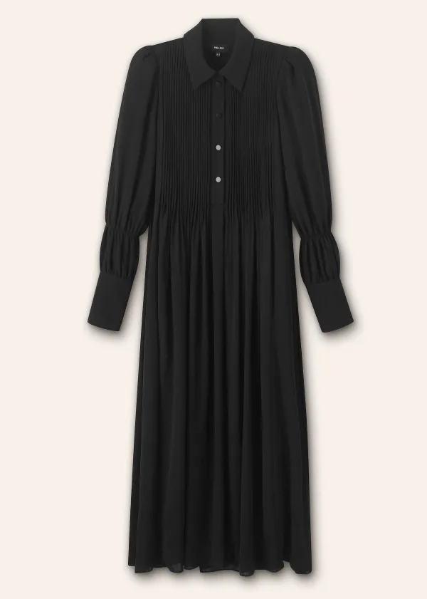 Online ME+EM Pleated Midi Shirt Dress + Belt Black