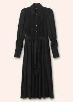 Online ME+EM Pleated Midi Shirt Dress + Belt Black