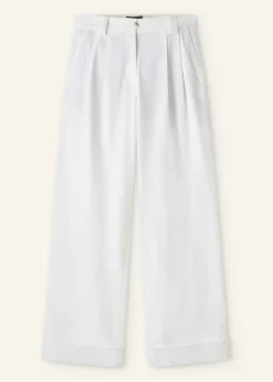 New ME+EM Pleated Straight-Leg Trainer-Grazer Trouser Fresh White