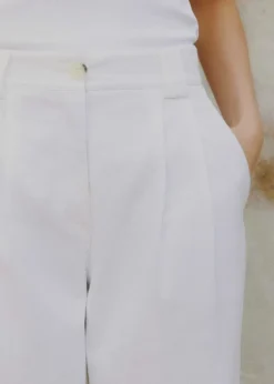 New ME+EM Pleated Straight-Leg Trainer-Grazer Trouser Fresh White