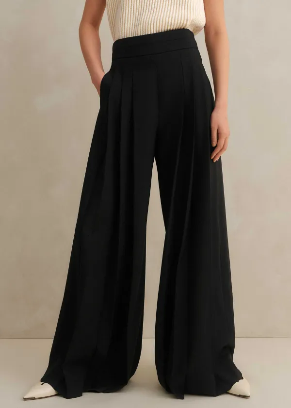 Online ME+EM Pleated Ultra Wide-Leg Trouser Black