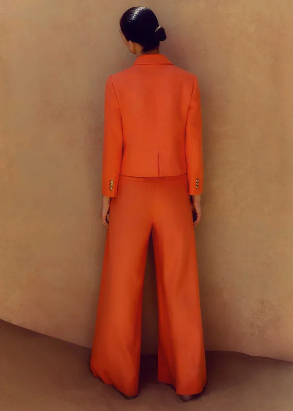 Online ME+EM Pleated Ultra Wide-Leg Trouser + Jacket Suit Orange