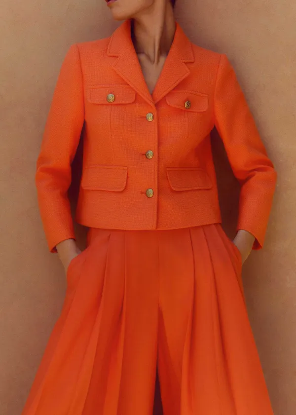 Online ME+EM Pleated Ultra Wide-Leg Trouser + Jacket Suit Orange