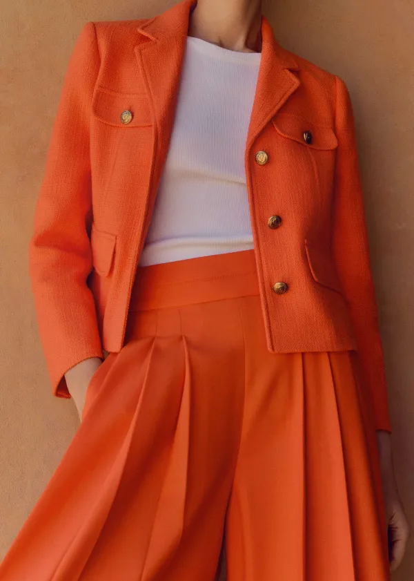 Online ME+EM Pleated Ultra Wide-Leg Trouser + Jacket Suit Orange
