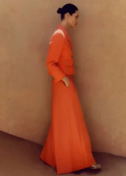 Online ME+EM Pleated Ultra Wide-Leg Trouser + Jacket Suit Orange