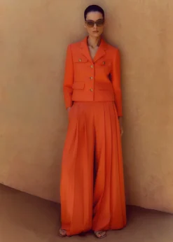 Online ME+EM Pleated Ultra Wide-Leg Trouser + Jacket Suit Orange