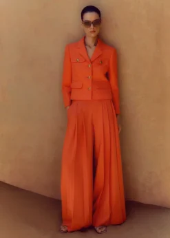 Hot ME+EM Pleated Ultra Wide-Leg Trouser Orange Zing