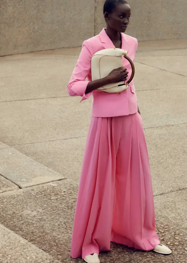 Online ME+EM Pleated Ultra Wide-Leg Trouser + Contour Jacket Suit Pink