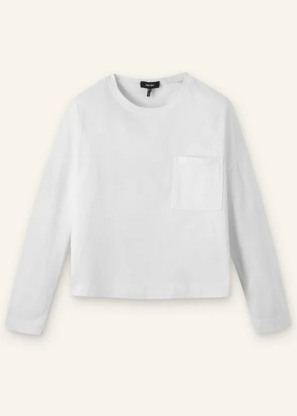 Best ME+EM Pocket Detail Boxy Long Sleeve Top Fresh White