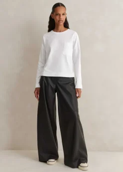 Best ME+EM Pocket Detail Boxy Long Sleeve Top Fresh White