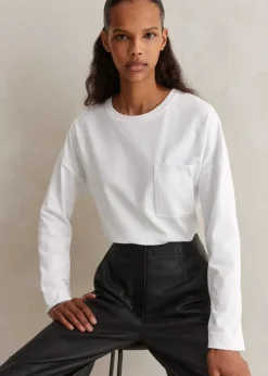 Best ME+EM Pocket Detail Boxy Long Sleeve Top Fresh White