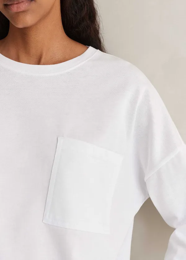 Best ME+EM Pocket Detail Boxy Long Sleeve Top Fresh White