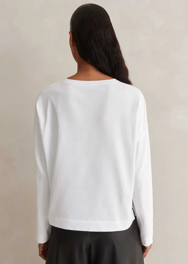 Best ME+EM Pocket Detail Boxy Long Sleeve Top Fresh White
