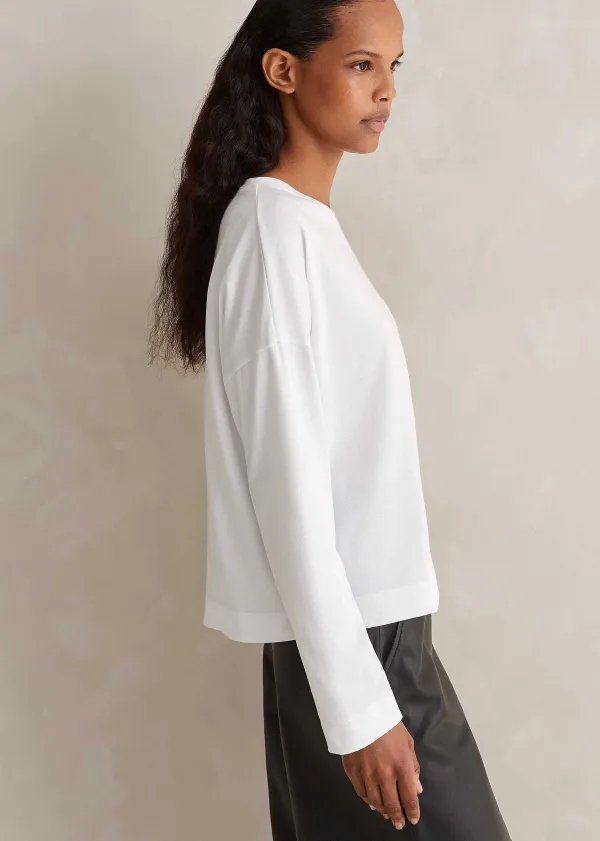 Best ME+EM Pocket Detail Boxy Long Sleeve Top Fresh White