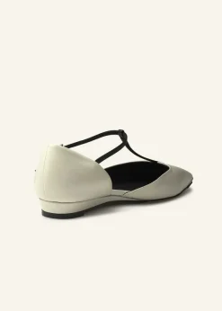 Best ME+EM Pointy T-Bar Wedge Off White/Black