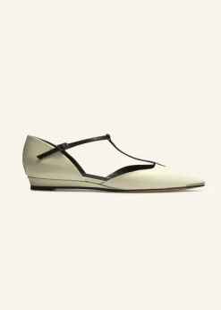 Best ME+EM Pointy T-Bar Wedge Off White/Black