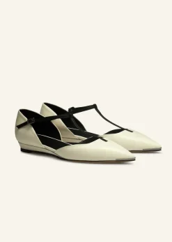 Best ME+EM Pointy T-Bar Wedge Off White/Black