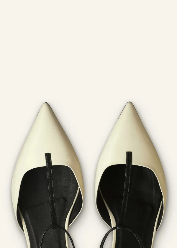 Best ME+EM Pointy T-Bar Wedge Off White/Black