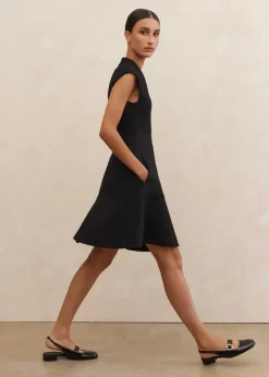 Best ME+EM Ponte Cap Sleeve Fit And Flare Dress Black