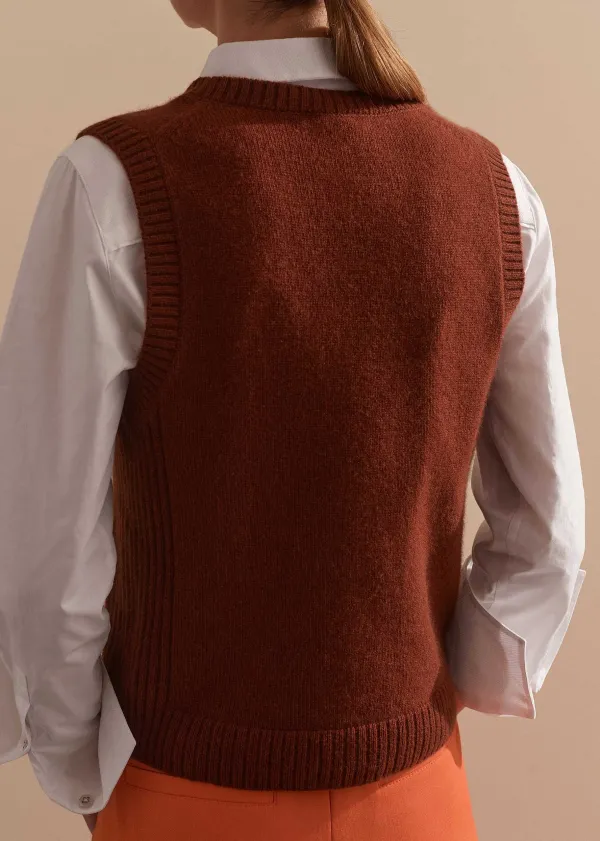 Outlet ME+EM Pure Cashmere Scoop Neck Vest Pecan