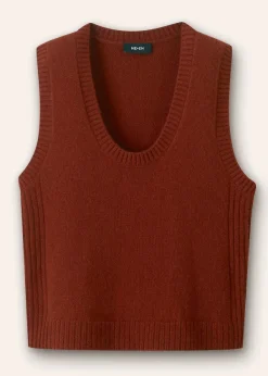Outlet ME+EM Pure Cashmere Scoop Neck Vest Pecan
