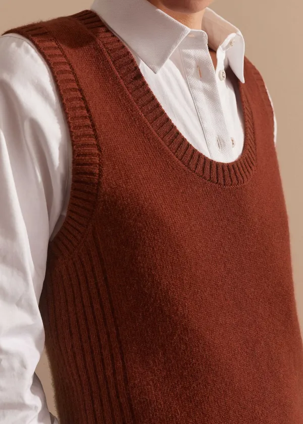 Outlet ME+EM Pure Cashmere Scoop Neck Vest Pecan