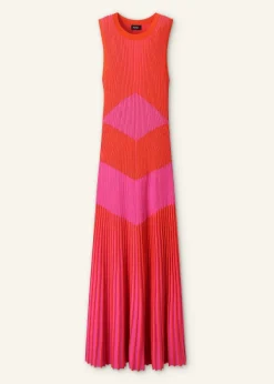 Hot ME+EM Racer Crew Neck Rib Maxi Dress Orange Zing/Ultra Pink