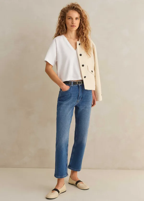 Sale ME+EM Regular Authentic Slim Crop Jean Blue Wash