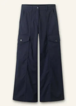 Hot ME+EM Regular Length Cotton Flared Cargo Trouser Navy