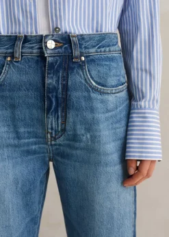 Hot ME+EM Regular Length Split Seam Flare Jean Blue