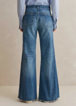 Hot ME+EM Regular Length Split Seam Flare Jean Blue